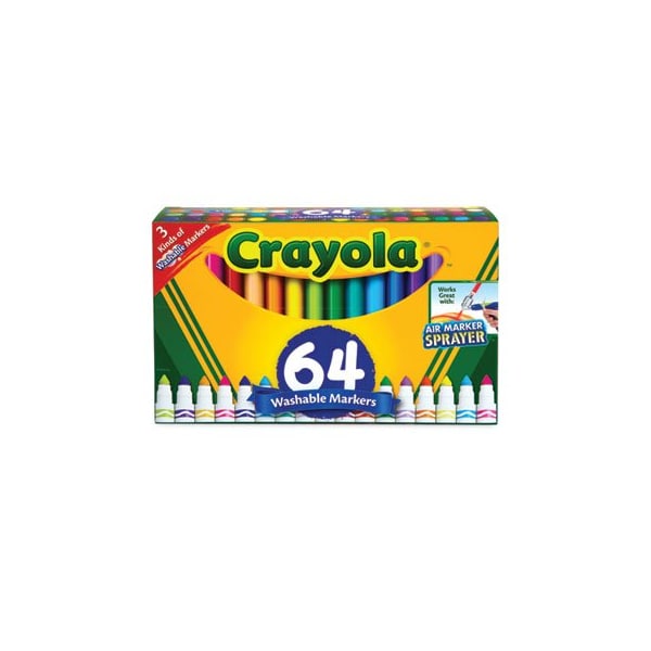 Crayola Crayola, BROAD LINE WASHABLE MARKERS, BROAD BULLET TIP, ASSORTED COLORS, 64/SET 588180 - main